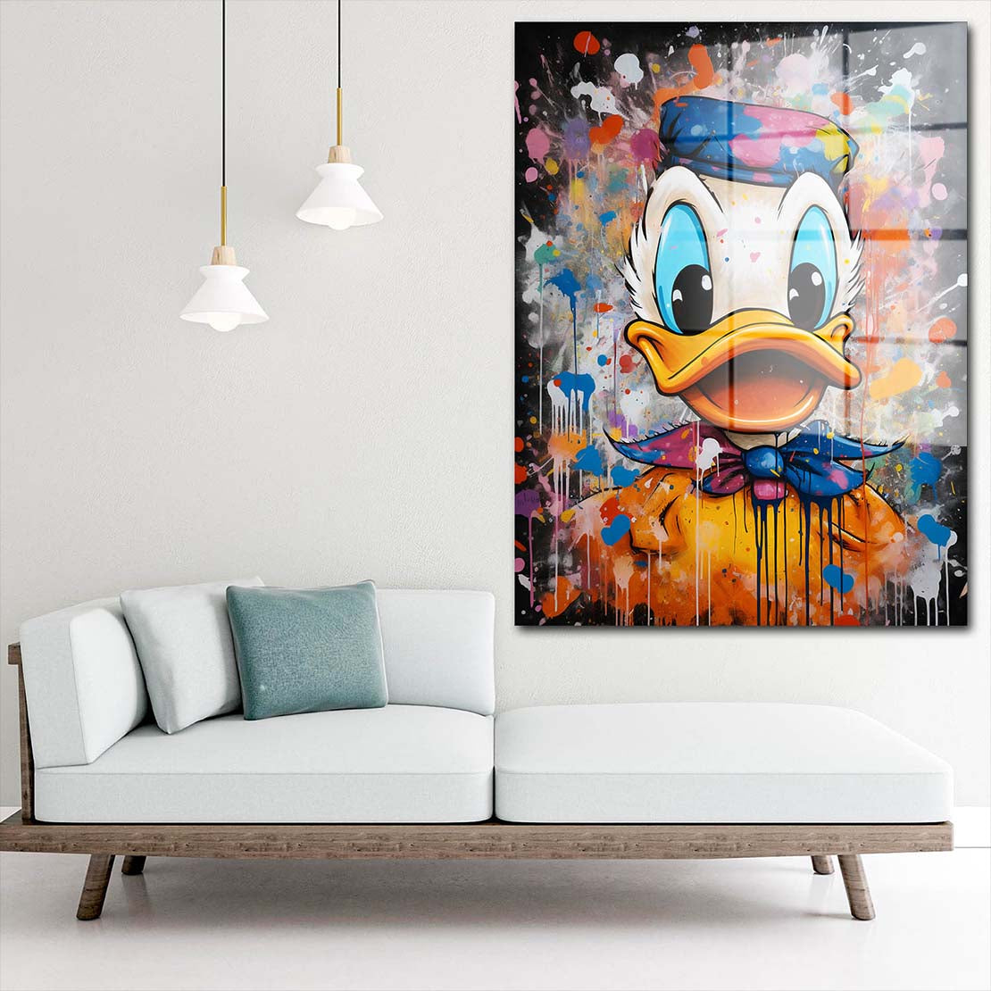 Pop Art Duck Porträt Acrylglasbild Wandbild Bild Wanddeko Wohnzimmer XL
