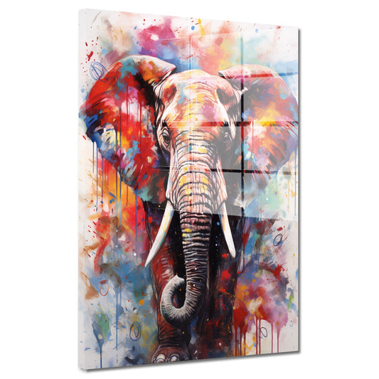 Pop Art Elefant Abstract Colour Acrylglasbild Wandbild Bild Wanddeko Wohnzimmer XL