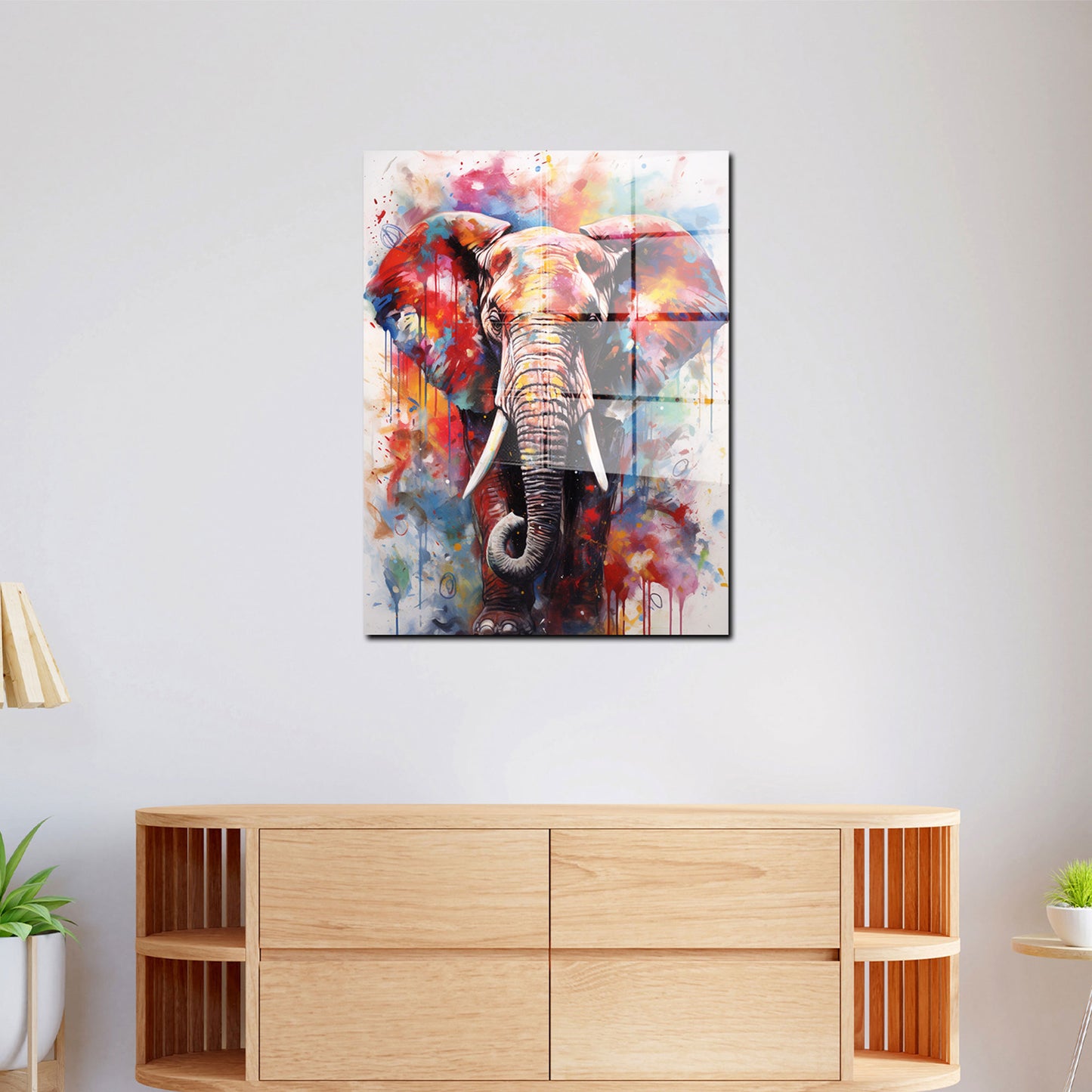 Pop Art Elefant Abstract Colour Acrylglasbild Wandbild Bild Wanddeko Wohnzimmer XL