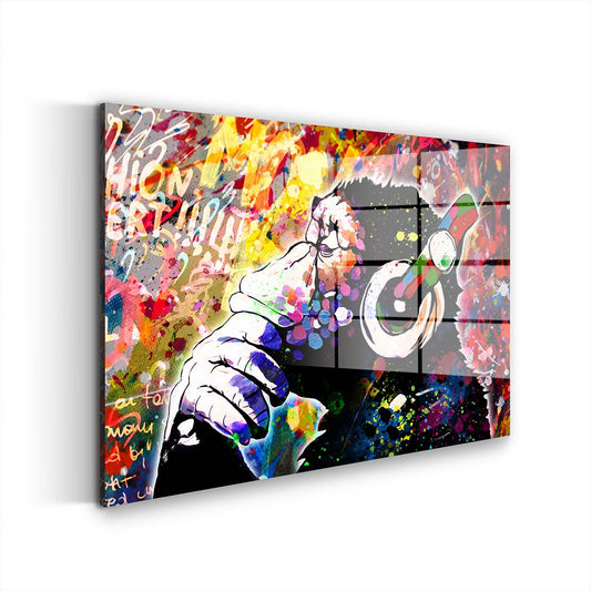 Pop Art Headphone Monkey Acrylglasbild Wandbild Bild Wanddeko Wohnzimmer XL