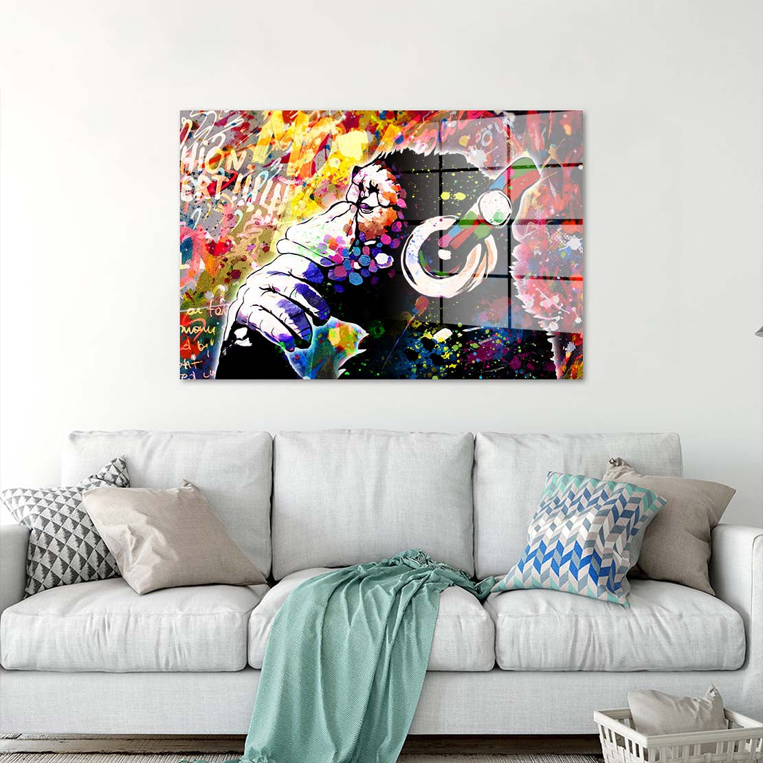 Pop Art Headphone Monkey Acrylglasbild Wandbild Bild Wanddeko Wohnzimmer XL