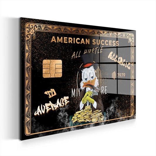 Pop Art Rich Duck Success Card Comic Acrylglasbild Wandbild Bild Wanddeko XL
