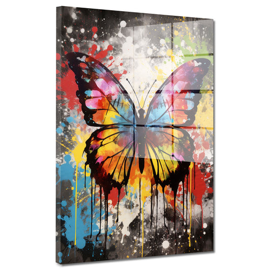 Pop Art Schmetterling Acrylglasbild Wandbild Bild Wanddeko Wohnzimmer XL