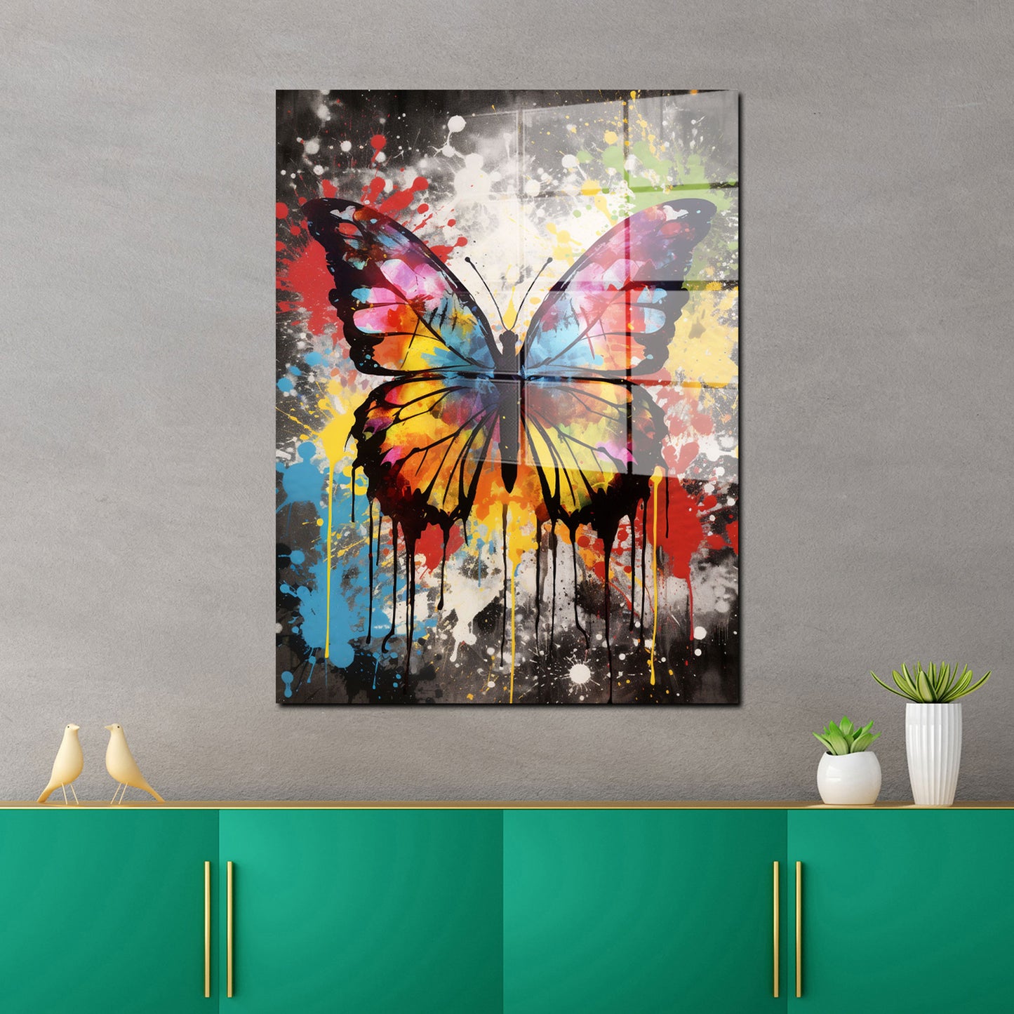 Pop Art Schmetterling Acrylglasbild Wandbild Bild Wanddeko Wohnzimmer XL