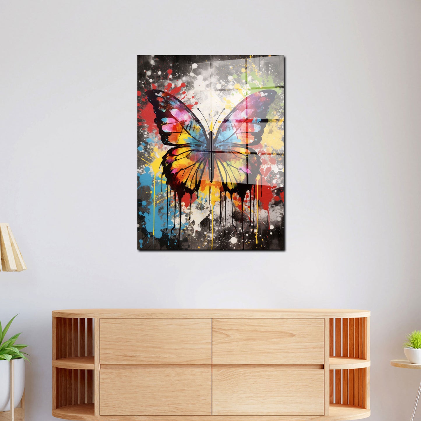 Pop Art Schmetterling Acrylglasbild Wandbild Bild Wanddeko Wohnzimmer XL