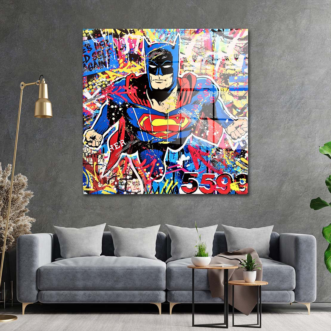 Pop Art Super Hero Acrylglasbild Wandbild Bild Wanddeko Wohnzimmer XL