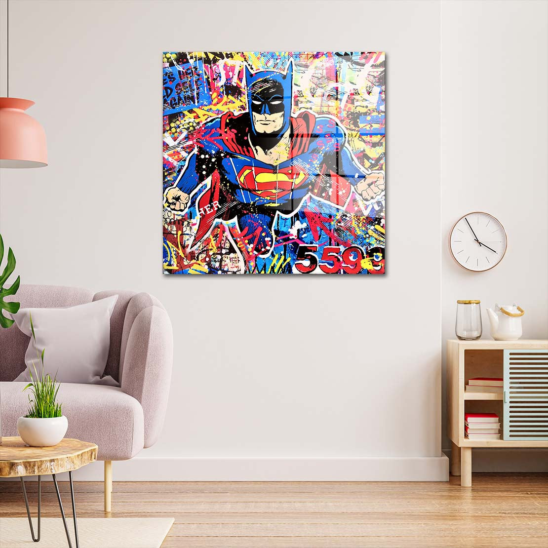 Pop Art Super Hero Acrylglasbild Wandbild Bild Wanddeko Wohnzimmer XL