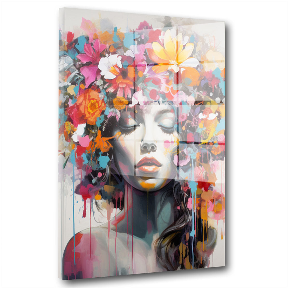 Pop Art wunderschöne Frau Flower Acrylglasbild Wandbild Bild Wanddeko Wohnzimmer XL