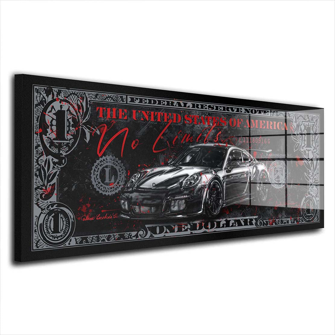 Porsche Zitat No limits Acrylglasbild Wandbild Bild Wanddeko Wohnzimmer XL