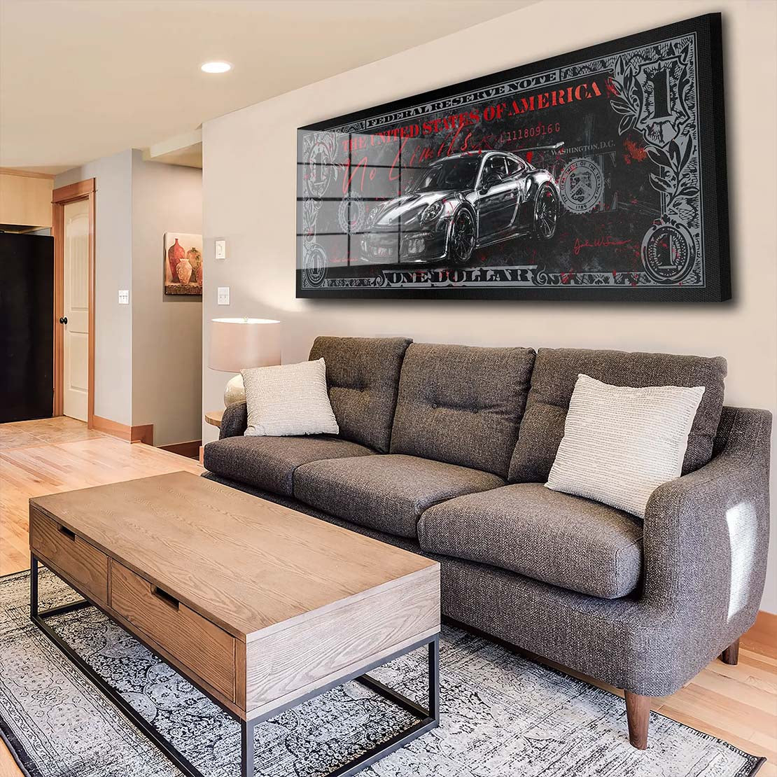 Porsche Zitat No limits Acrylglasbild Wandbild Bild Wanddeko Wohnzimmer XL