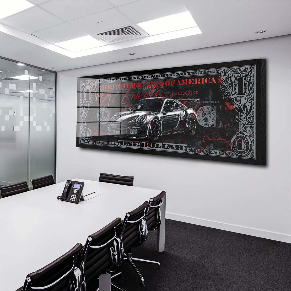 Porsche Zitat No limits Acrylglasbild Wandbild Bild Wanddeko Wohnzimmer XL