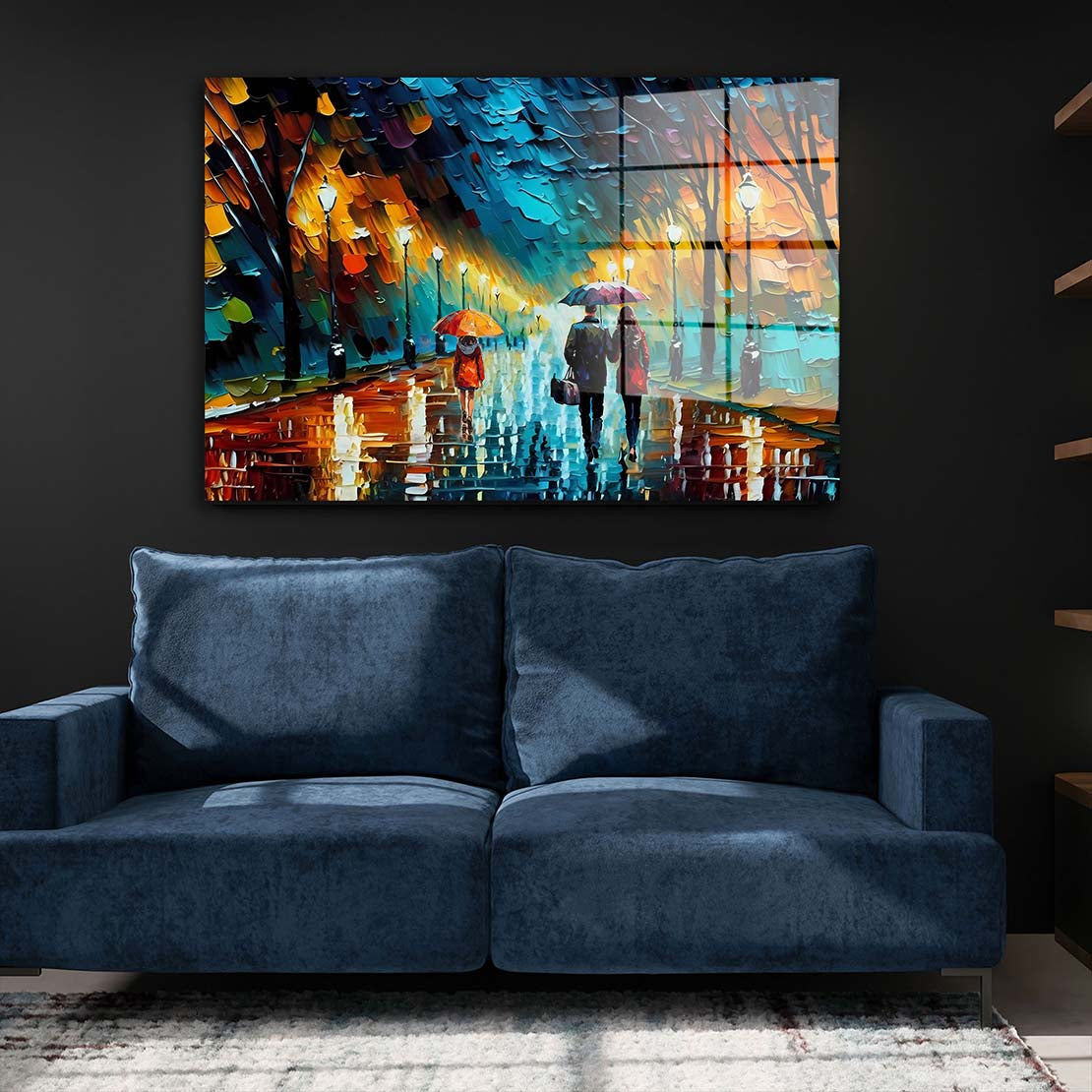 Regnerische Allee Acrylglasbild Wandbild Bild Wanddeko Wohnzimmer XL