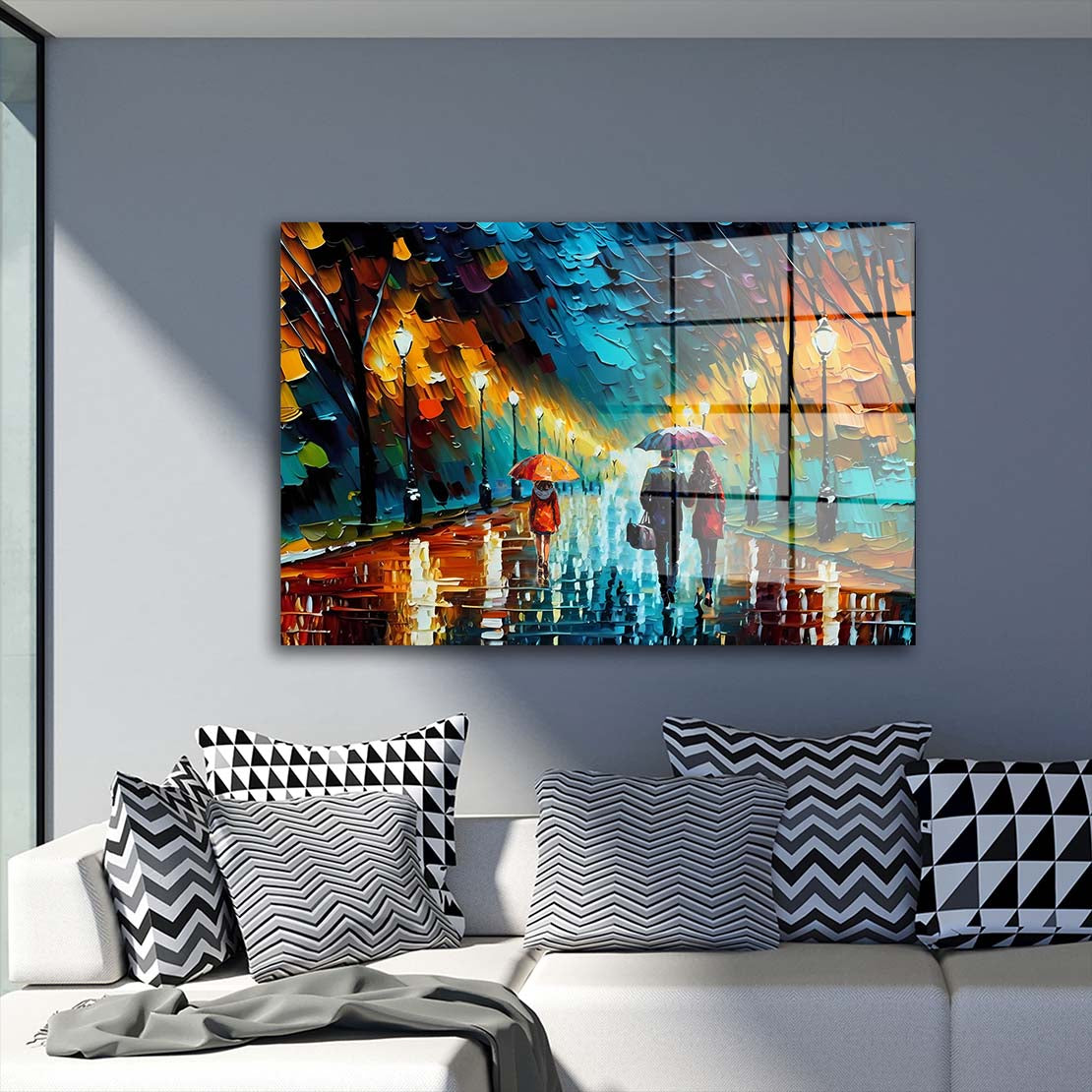 Regnerische Allee Acrylglasbild Wandbild Bild Wanddeko Wohnzimmer XL