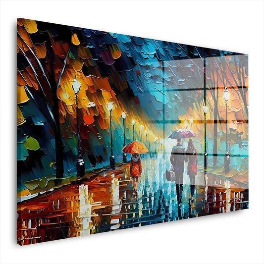 Regnerische Allee Acrylglasbild Wandbild Bild Wanddeko Wohnzimmer XL
