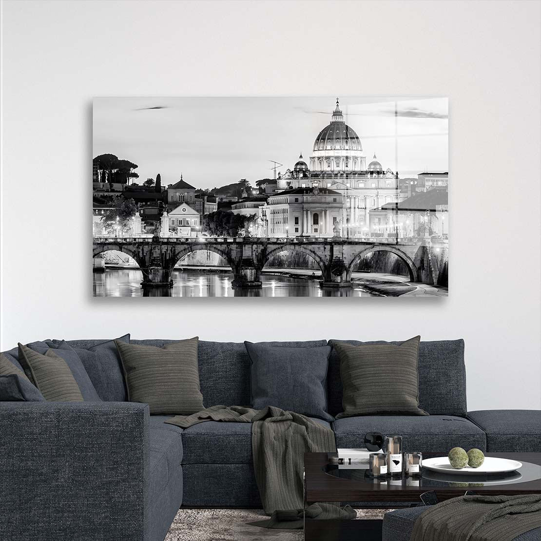 Rom Petersdom schwarz weiß Acrylglasbild Wandbild Bild Wanddeko XL Italien
