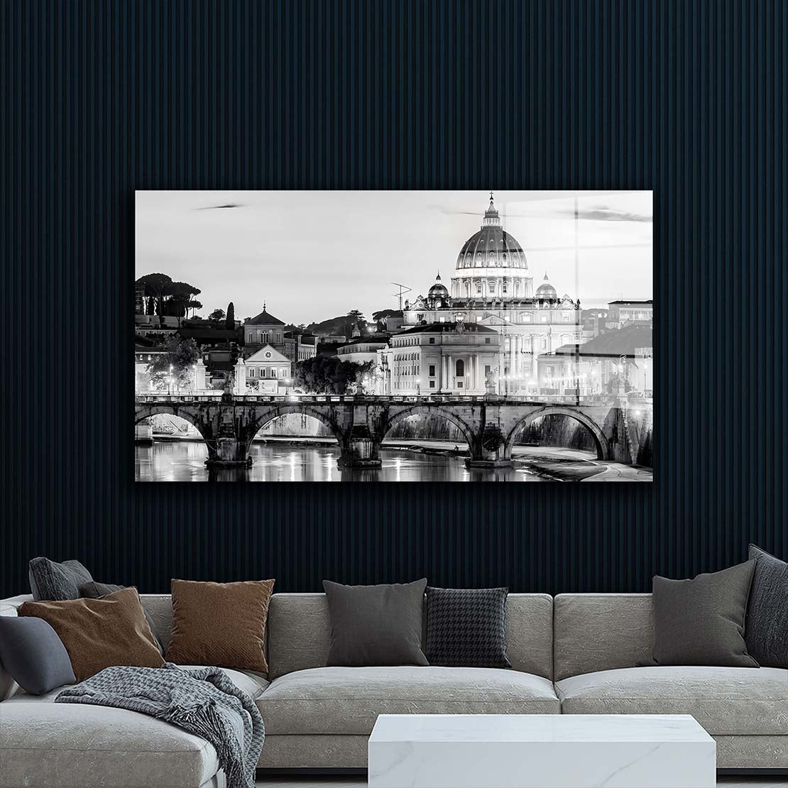 Rom Petersdom schwarz weiß Acrylglasbild Wandbild Bild Wanddeko XL Italien