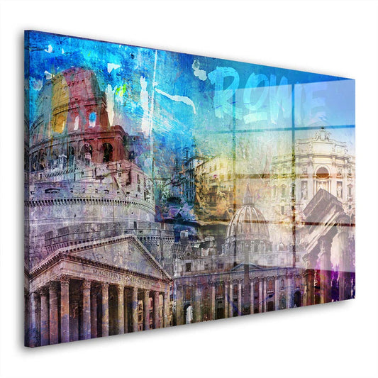 Rom Pop Art Wahrzeichen Acrylglasbild Wandbild Bild Wanddeko Wohnzimmer XL