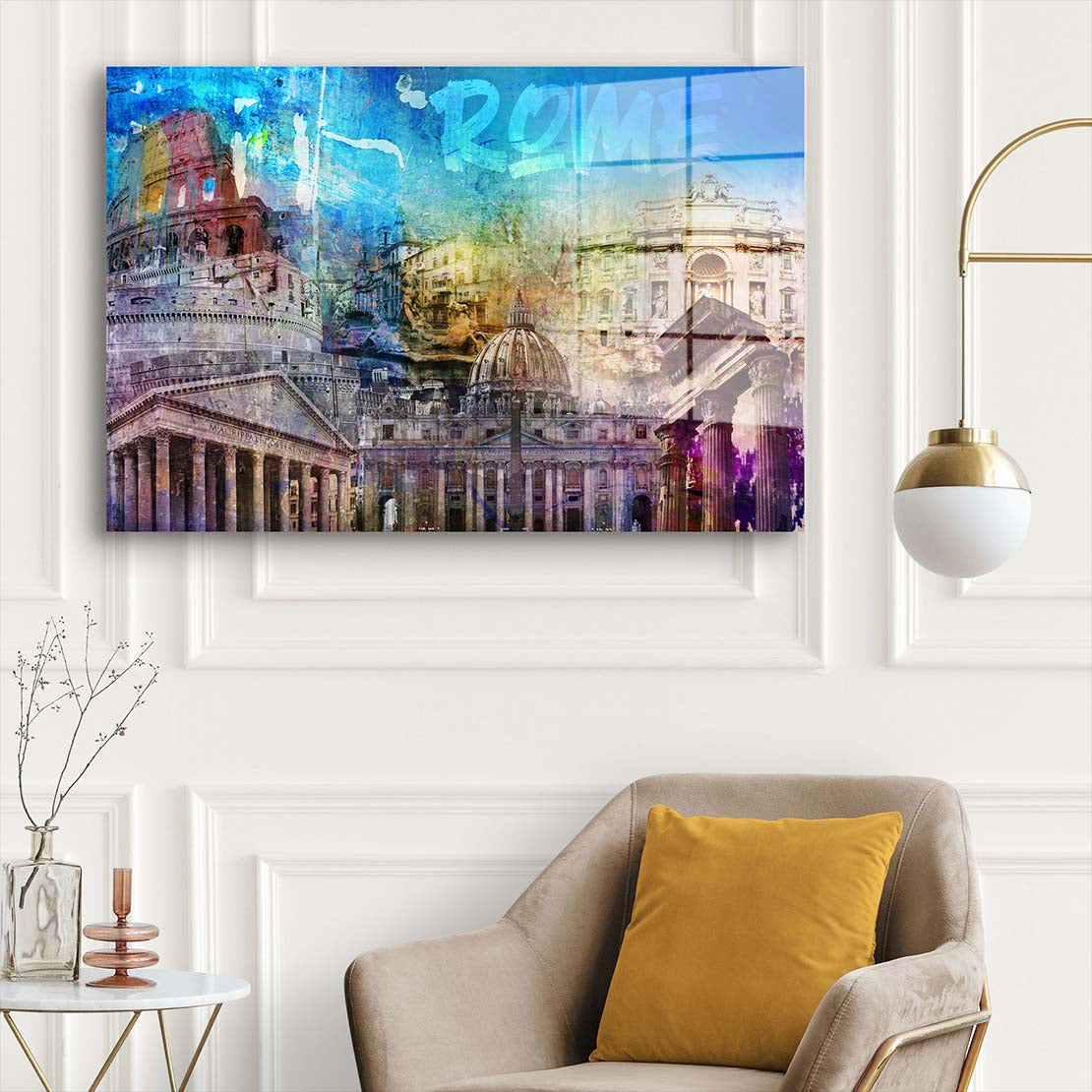 Rom Pop Art Wahrzeichen Acrylglasbild Wandbild Bild Wanddeko Wohnzimmer XL