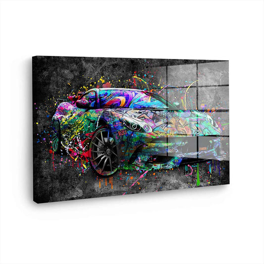 Sportwagen Graffiti Acrylglasbild Wandbild Bild Wanddeko Wohnzimmer XL