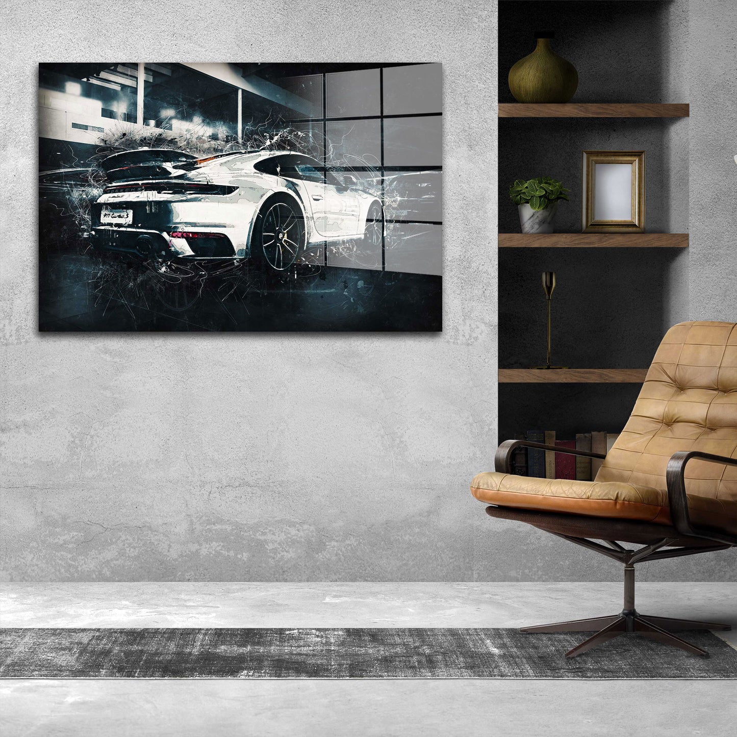 Sportwagen Porsche 911 Silver Acrylglasbild Wandbild Bild Wanddeko XL