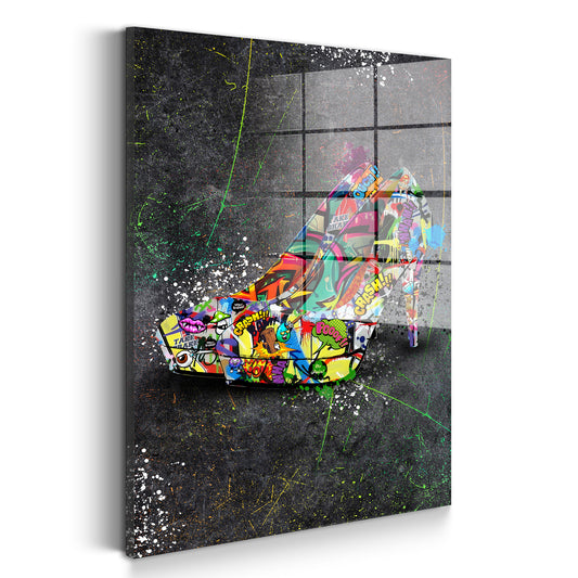 Street Art Damenschuh Acrylglasbild Wandbild Bild Wanddeko Wohnzimmer XL