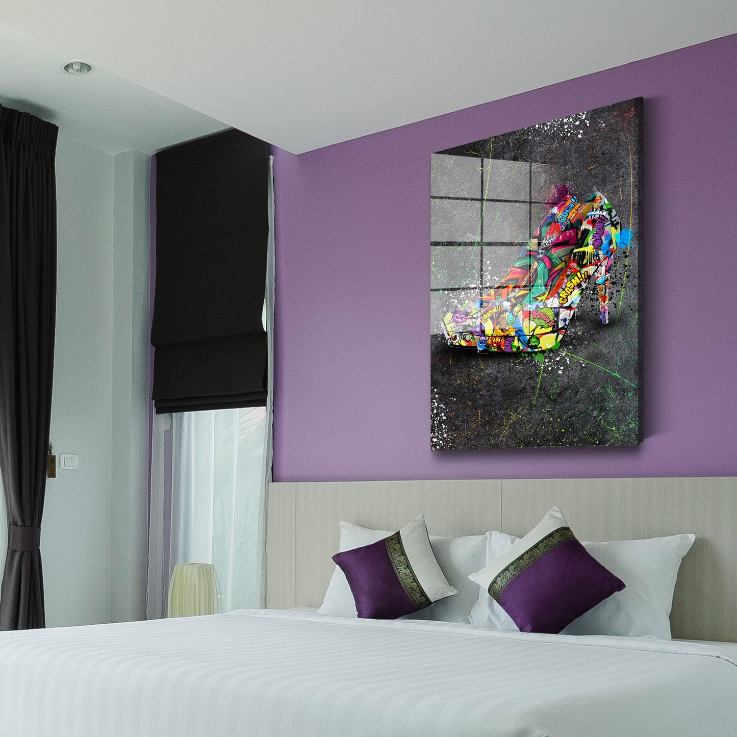 Street Art Damenschuh Acrylglasbild Wandbild Bild Wanddeko Wohnzimmer XL