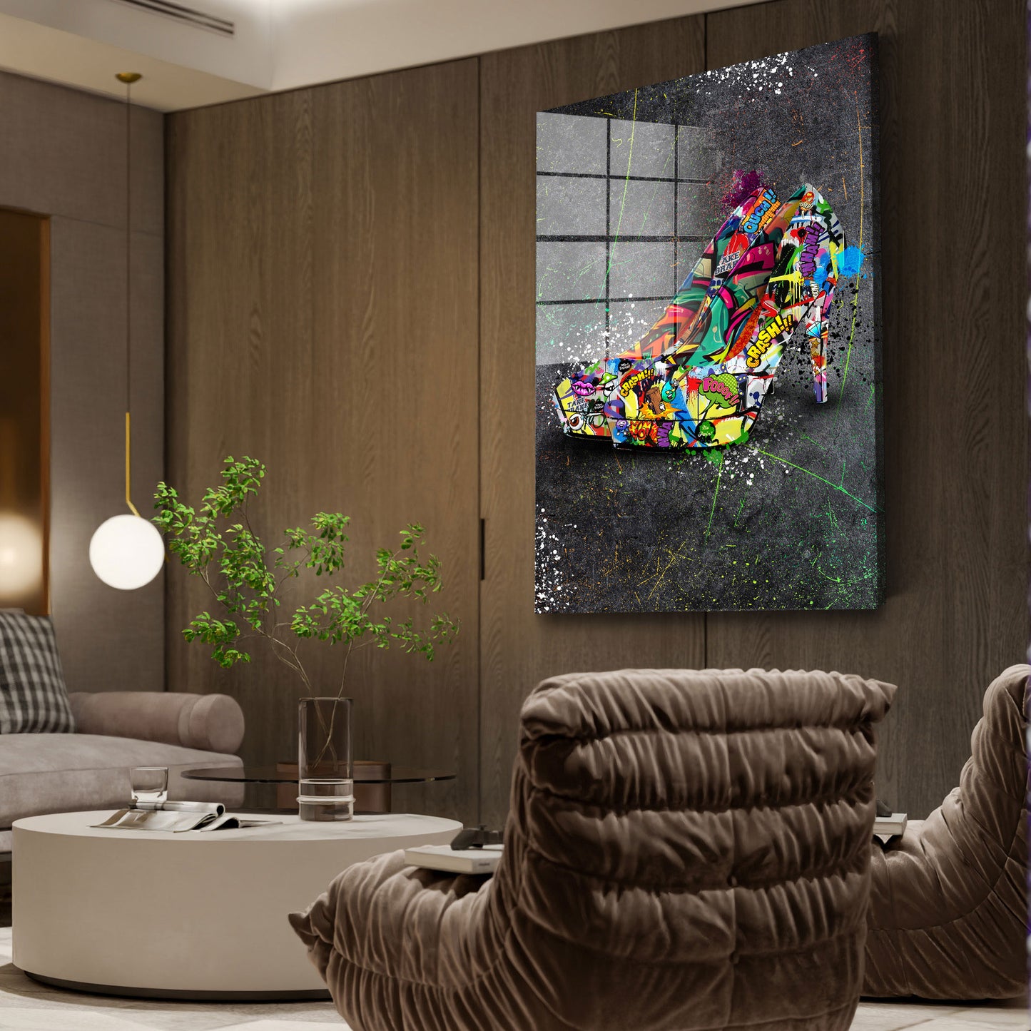 Street Art Damenschuh Acrylglasbild Wandbild Bild Wanddeko Wohnzimmer XL