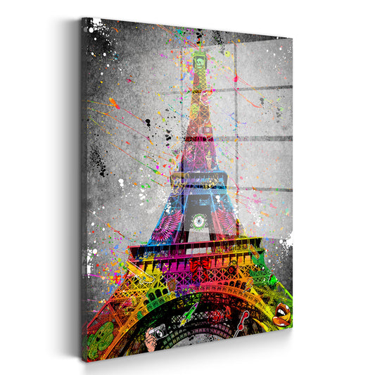 Street Art Eiffelturm Paris Acrylglasbild Wandbild Bild Wanddeko Wohnzimmer XL