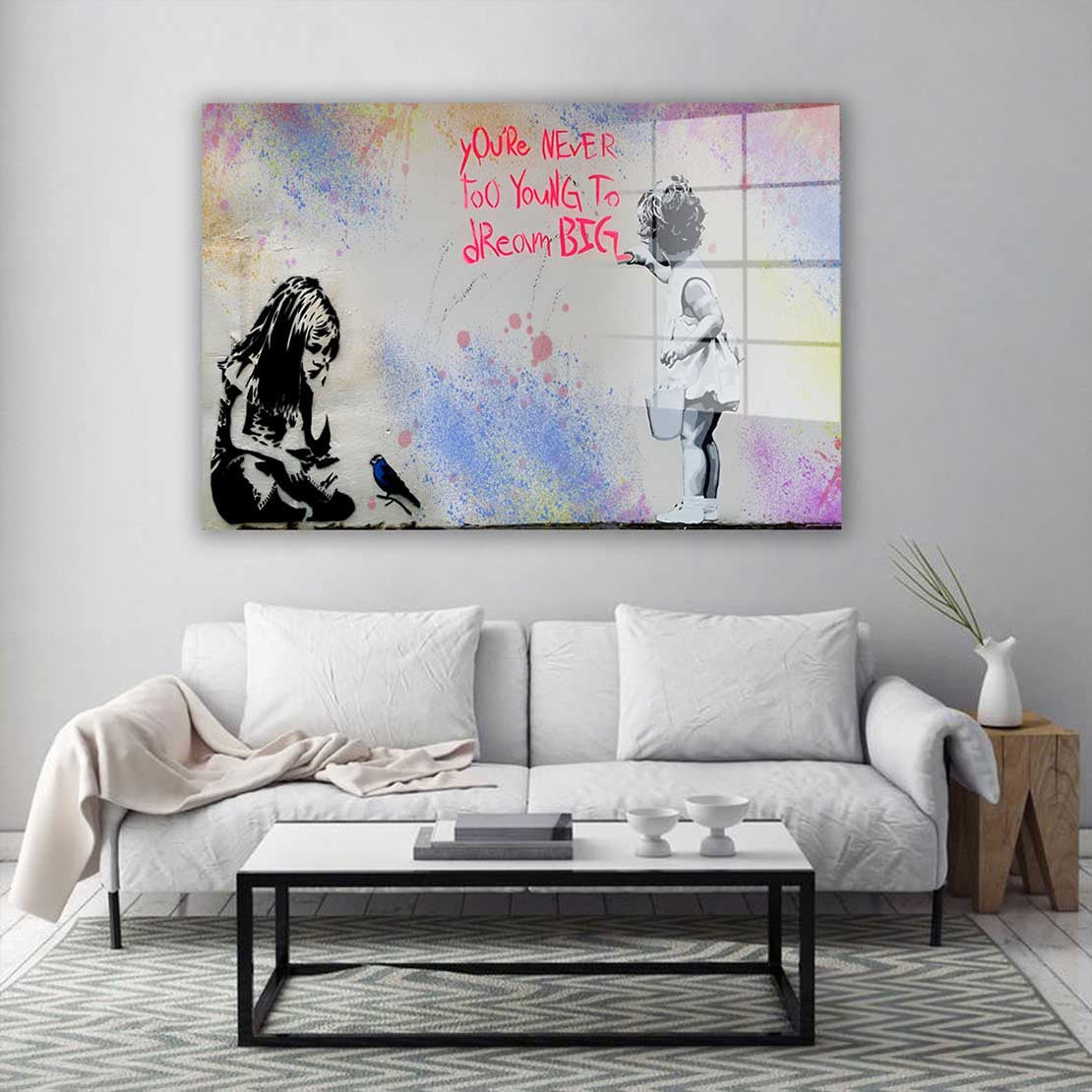 Street Art Girls Dream Big Acrylglasbild Wandbild Bild Wanddeko XL Graffiti