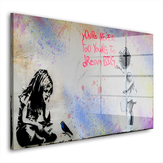 Street Art Girls Dream Big Acrylglasbild Wandbild Bild Wanddeko XL Graffiti