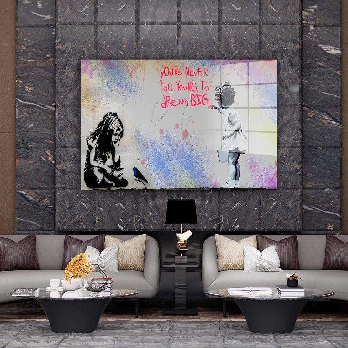 Street Art Girls Dream Big Acrylglasbild Wandbild Bild Wanddeko XL Graffiti