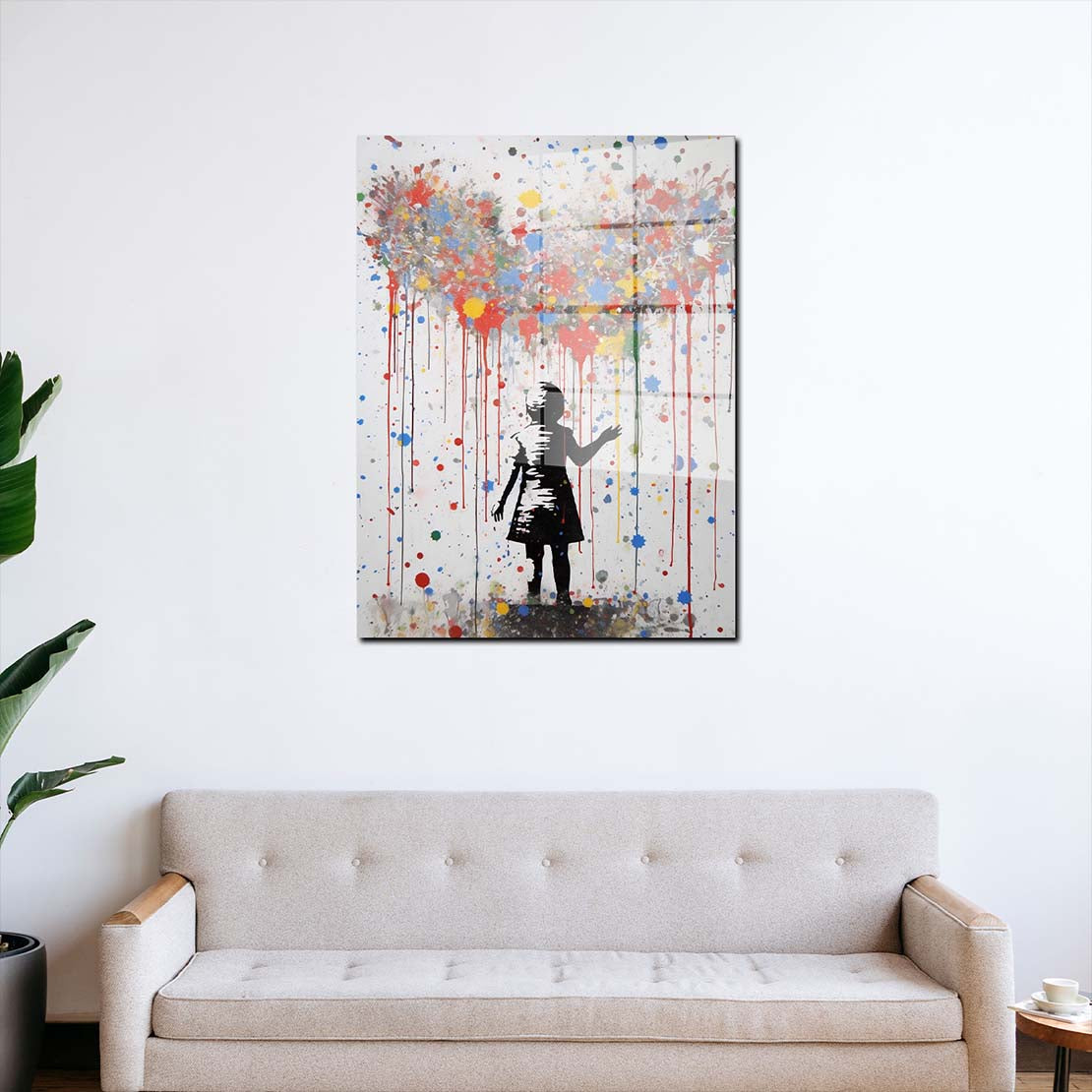 Street Art Mädchen Herz Acrylglasbild Wandbild Bild Wanddeko XL abstrakt