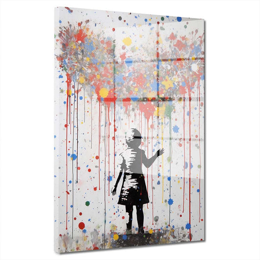 Street Art Mädchen Herz Acrylglasbild Wandbild Bild Wanddeko XL abstrakt