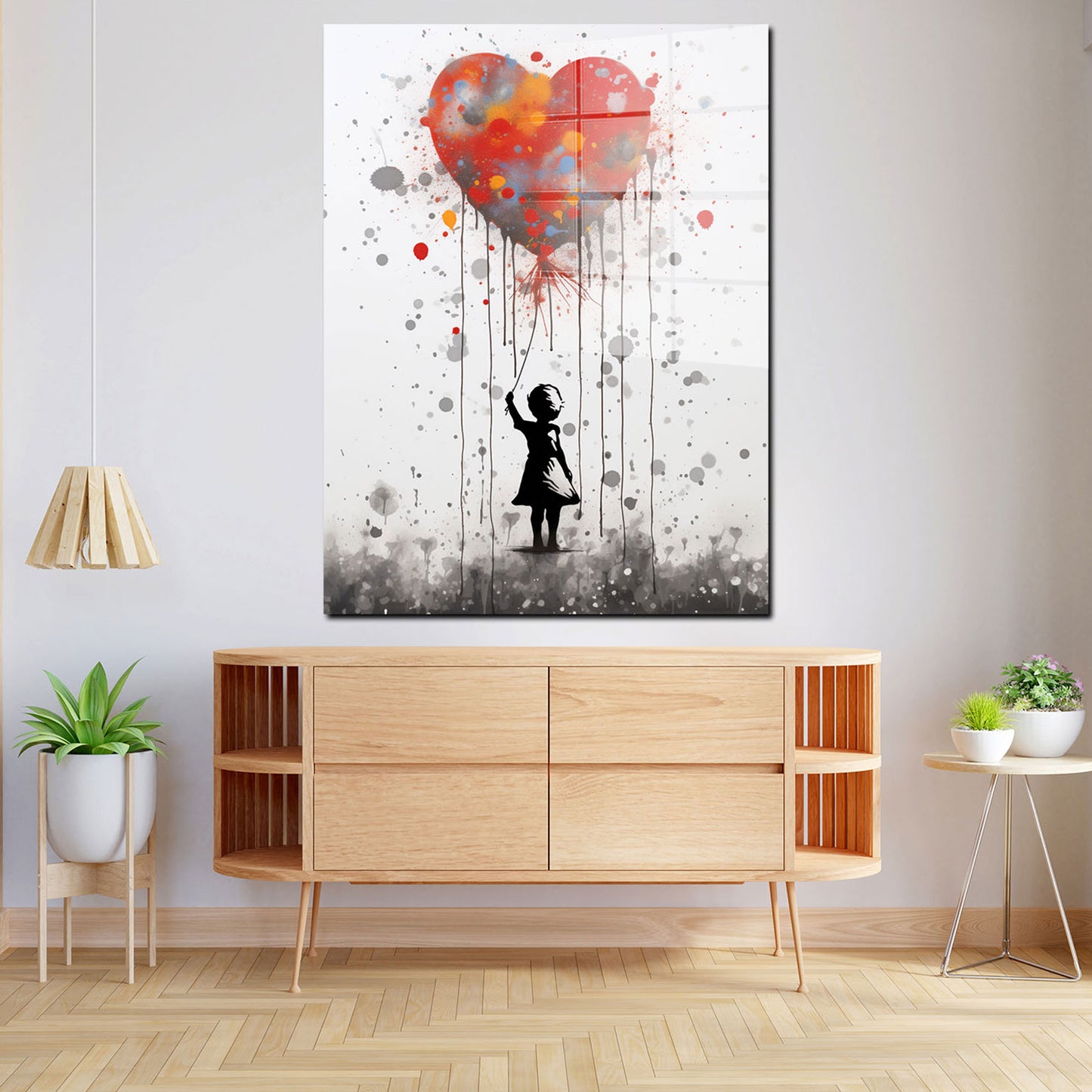 Street Art Mädchen mit Herz Acrylglasbild Wandbild Bild Wanddeko XL