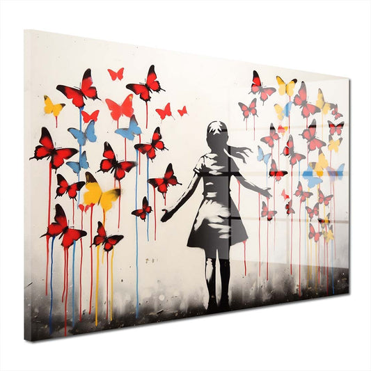 Street Art mit Mädchen Acrylglasbild Wandbild Bild Wanddeko Wohnzimmer XL