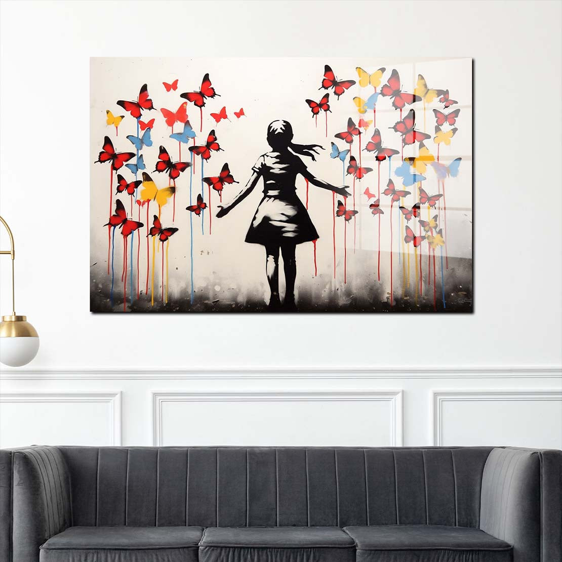 Street Art mit Mädchen Acrylglasbild Wandbild Bild Wanddeko Wohnzimmer XL