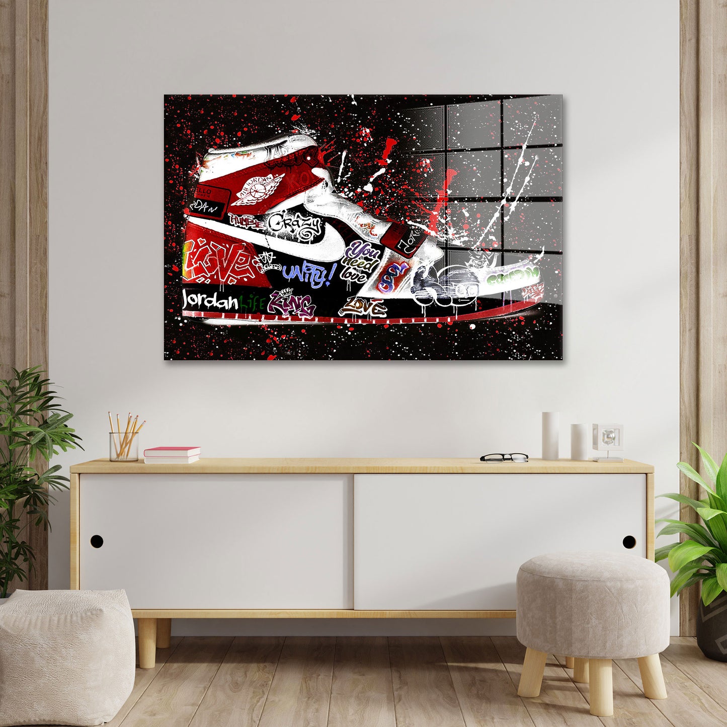 Street Pop Art Sneakers Acrylglas Wandbild Bild Wanddeko Wohnzimmer XL Schuh