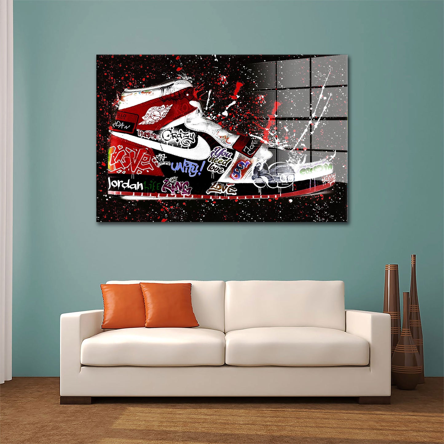 Street Pop Art Sneakers Acrylglas Wandbild Bild Wanddeko Wohnzimmer XL Schuh