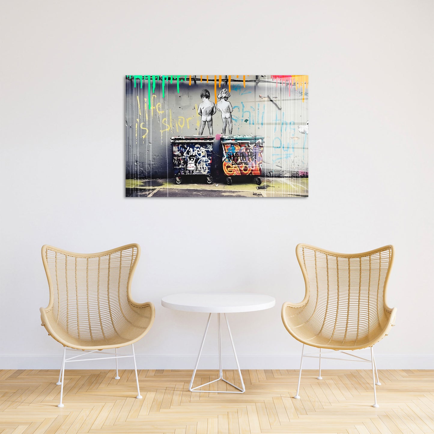 Two Kids Street Art Acrylglasbild Wandbild Bild Wanddeko Wohnzimmer XL