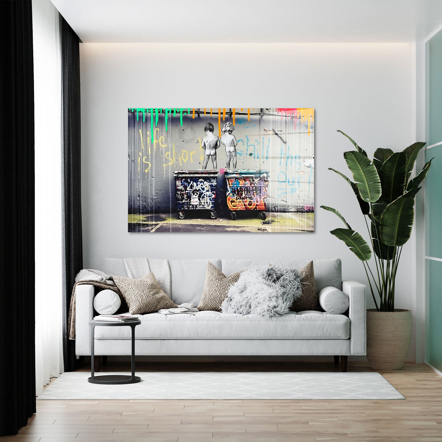 Two Kids Street Art Acrylglasbild Wandbild Bild Wanddeko Wohnzimmer XL