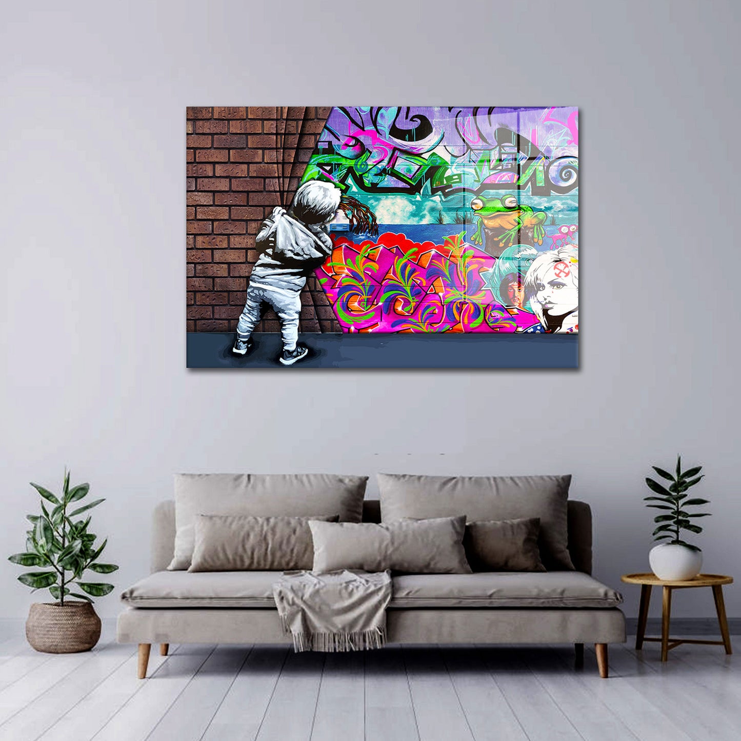 Wand Street Art mit Junge Pop Art Wall Acrylglasbild Wandbild Bild Wanddeko XL