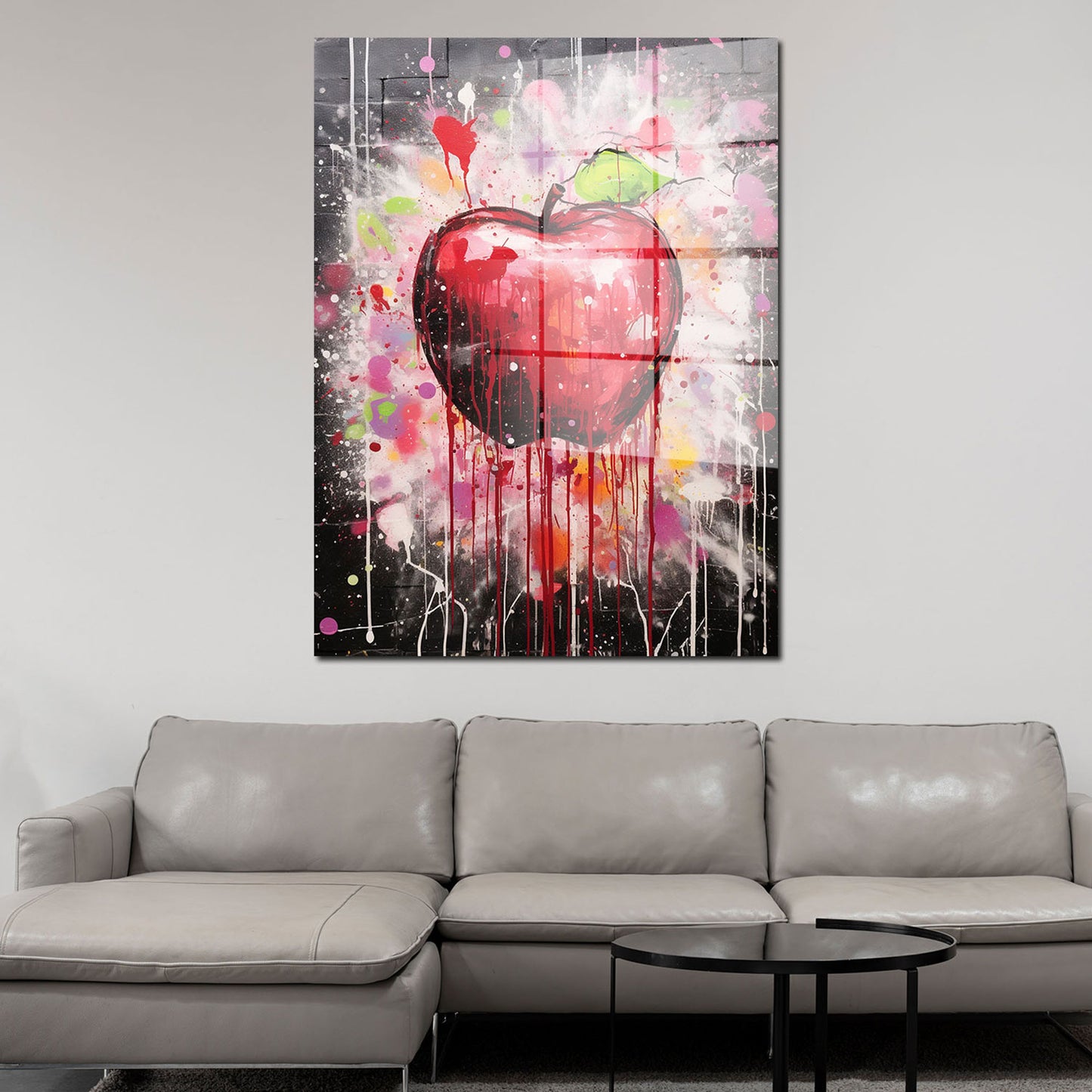 Abstrakt roter Apfel Pop Art Acrylglasbild Wandbild Bild Wanddeko Wohnzimmer XL