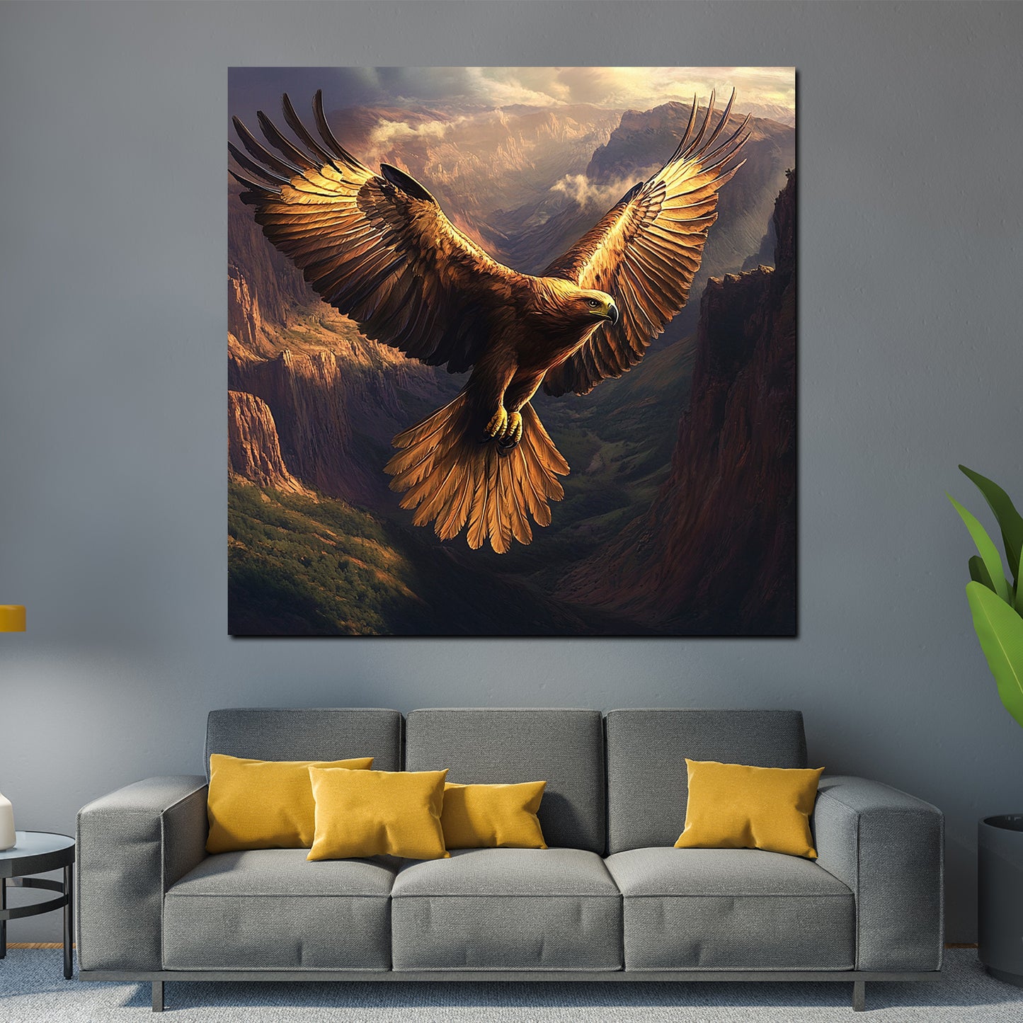 Adler in den Bergen majestätische Freiheit Leinwandbild Wandbild XL Wanddeko