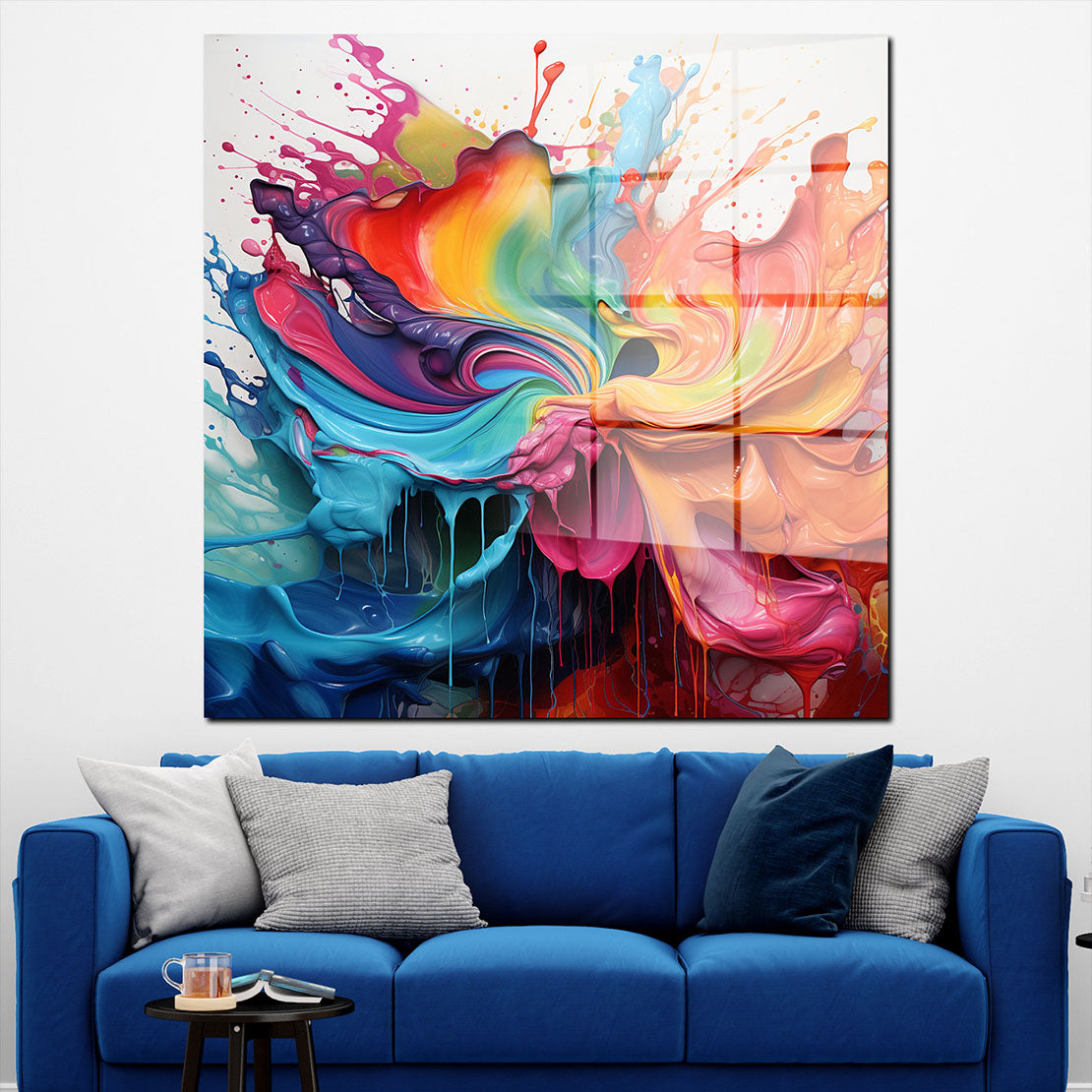 Splash abstrakte Wandkunst modern Farbspiel Acrylglasbild Wandbild Bild Wanddeko XL