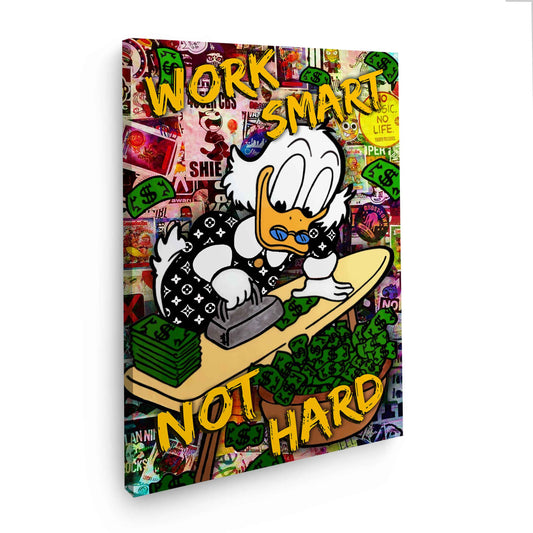 Comic Duck Work Smart Wandbild Leinwandbild Kunstdruck XL Wanddeko