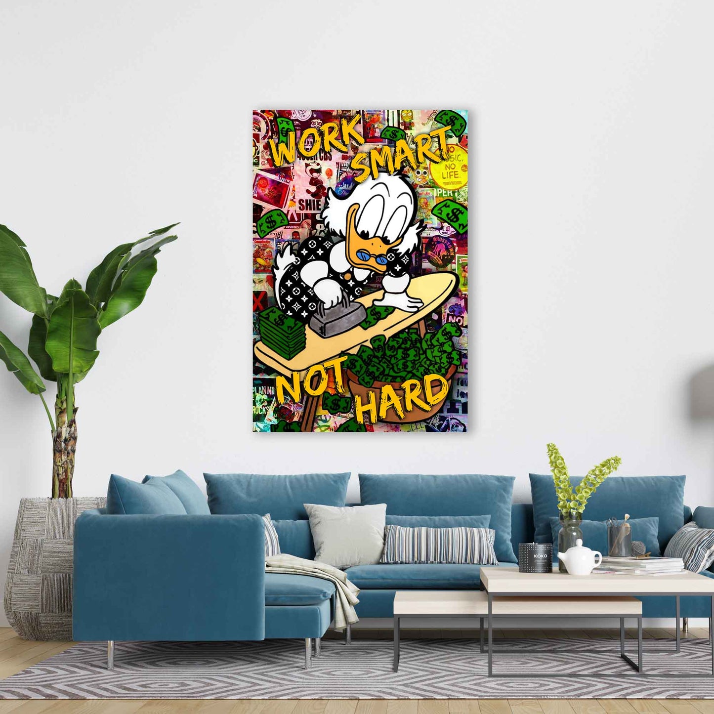 Comic Duck Work Smart Wandbild Leinwandbild Kunstdruck XL Wanddeko