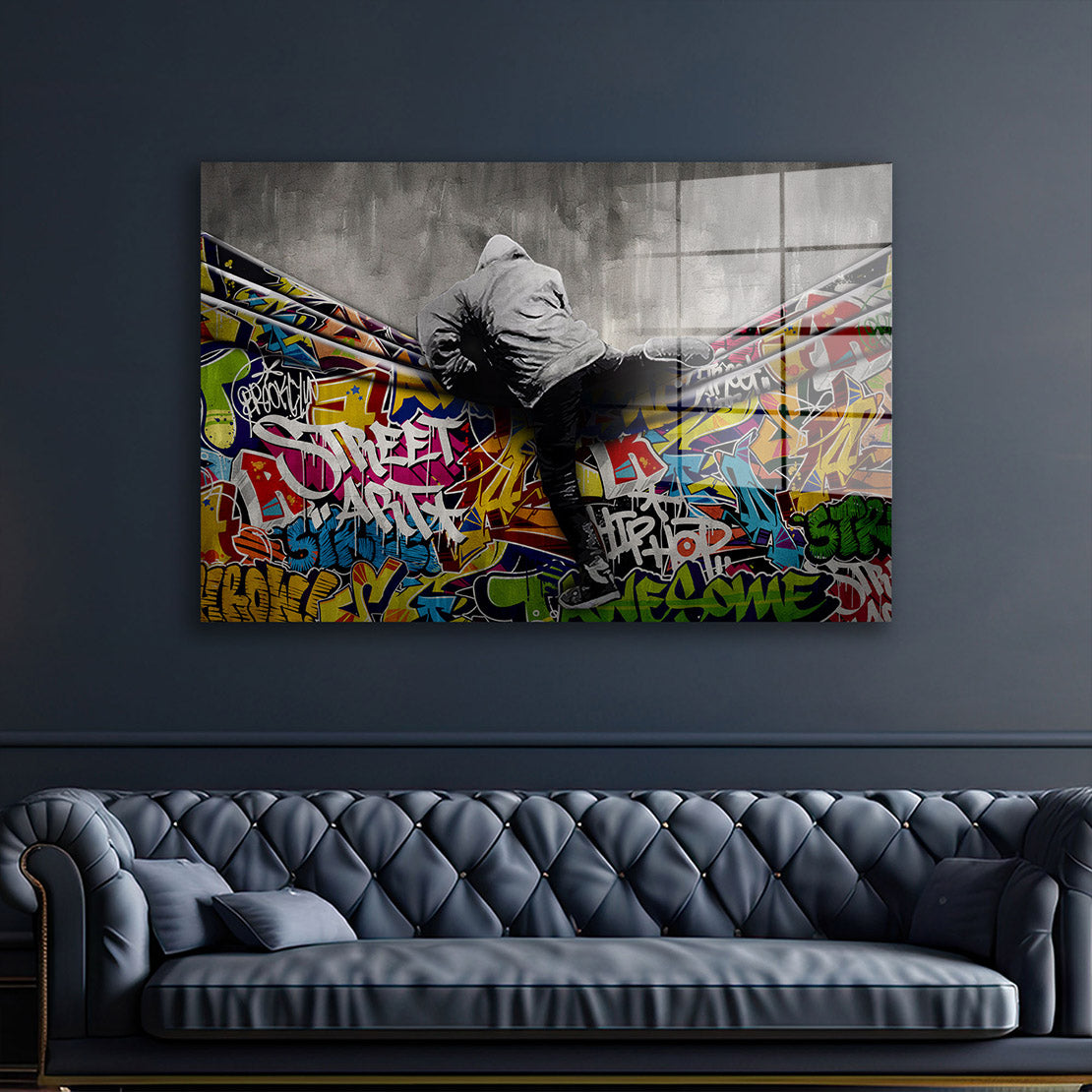 Graffiti Street Art Wall Acrylglasbild Wandbild Bild Wanddeko Wohnzimmer XL