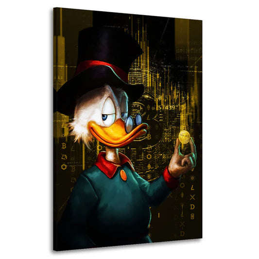 Kunstwerk Duck Pop Art Gold Edition Comic Acrylglasbild Wandbild Bild Wanddeko XL