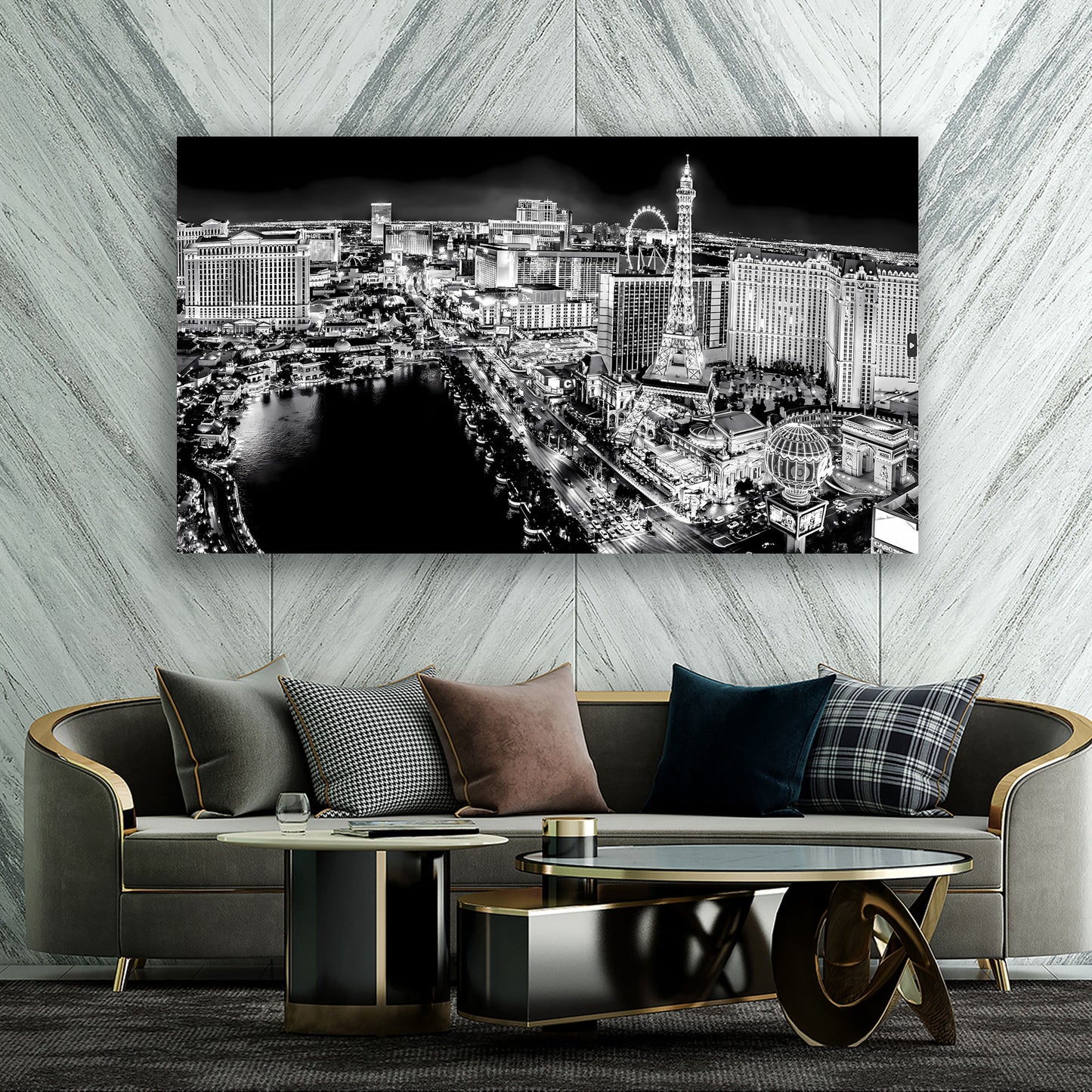 Las Vegas Nevada, schwarz weiß Leinwandbild Wandbild Kunstdruck XL Wanddeko
