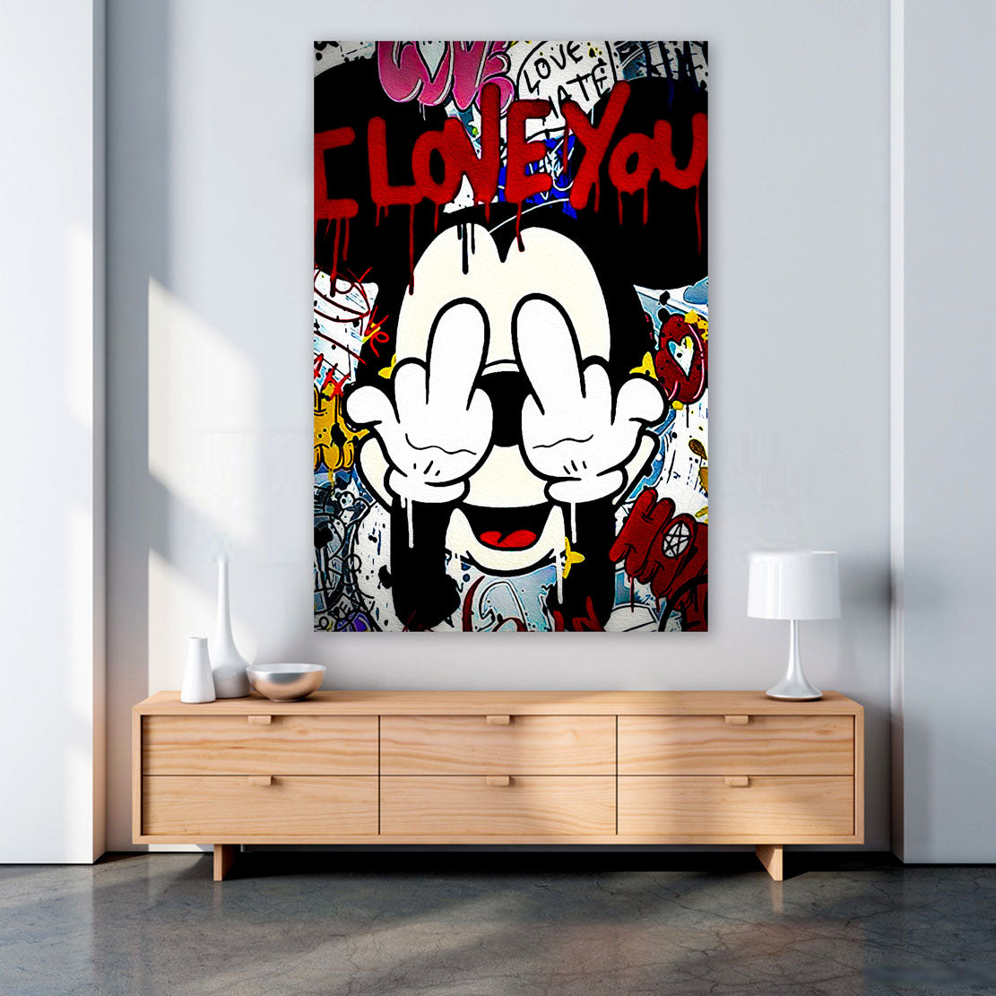 Comic Mouse I Love You Pop Art Leinwandbild Wandbild Kunstdruck XL Wanddeko